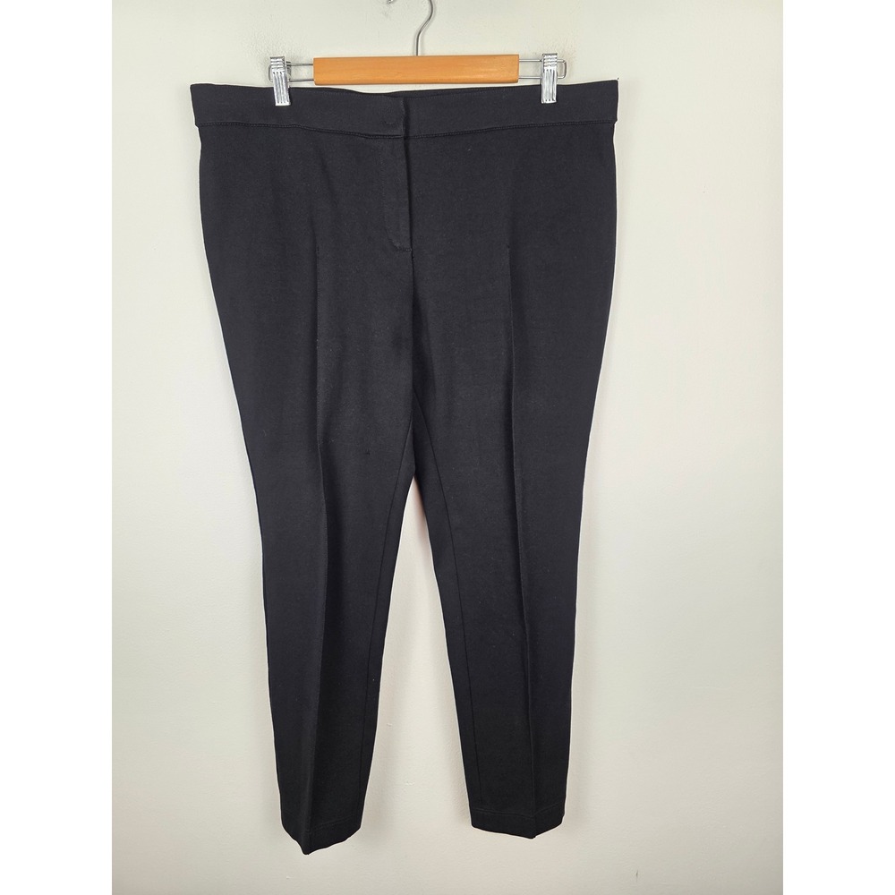 Akris Punto Black Stretch Jersey Tailored Trousers Pants US 14 Slim Leg Creased